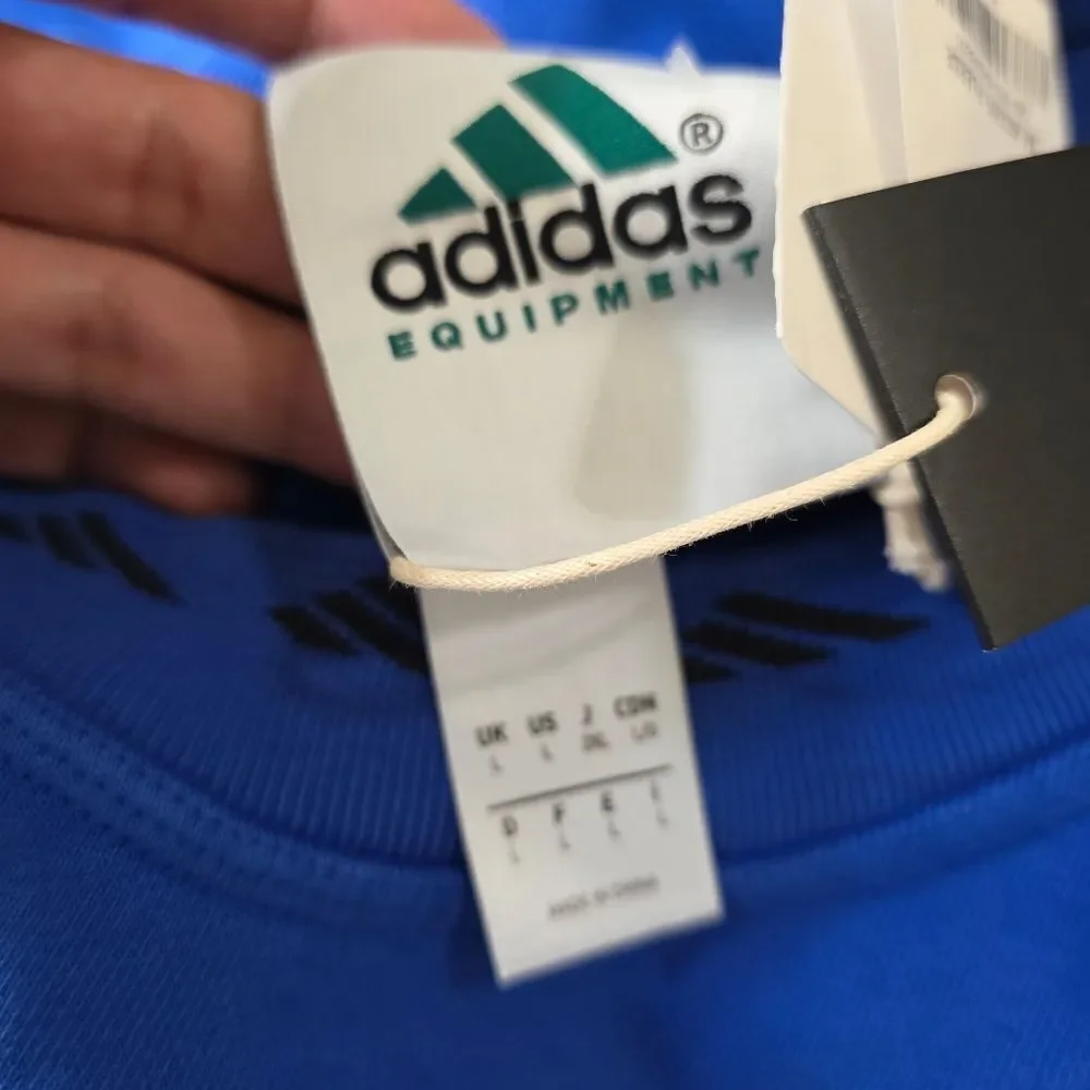 Adidas EQT Equipment Crew Sweatshirt Washed Fleece Men's Large Royal Blue JC8223